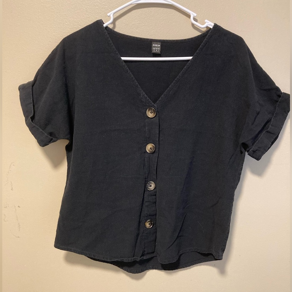 Black, v-neck, blouse